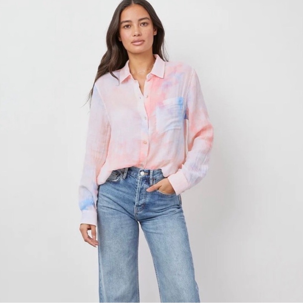 Rails Ellis Shirt Daybreak Pastel Pink Button Down Shirt Top S